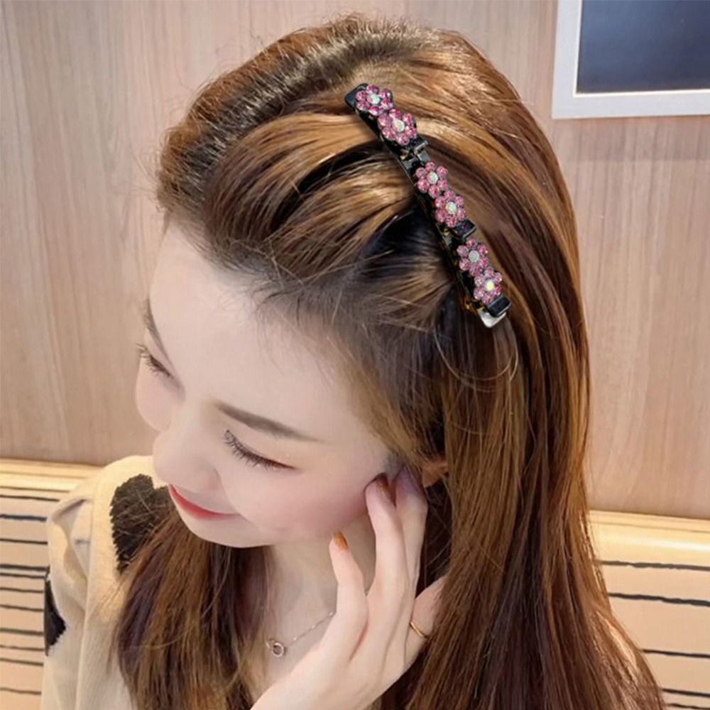1/4/7x Sparkling Crystal Stone Braided Satin Rhinestone Fabric Easy Hair Clip US
