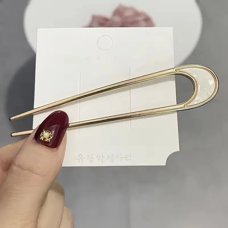 U-Shaped Hair Fork Fashion Alloy Hairpin Gold Silver Black Color Metal Hairpin G