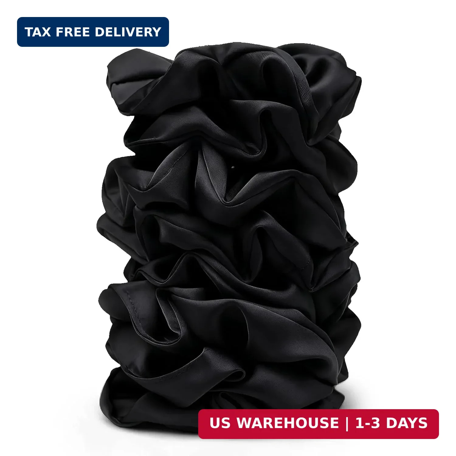 Satin Scrunchies for Women – 8PCS Black Silk Hair Ties – No Crease, Frizz-Free,
