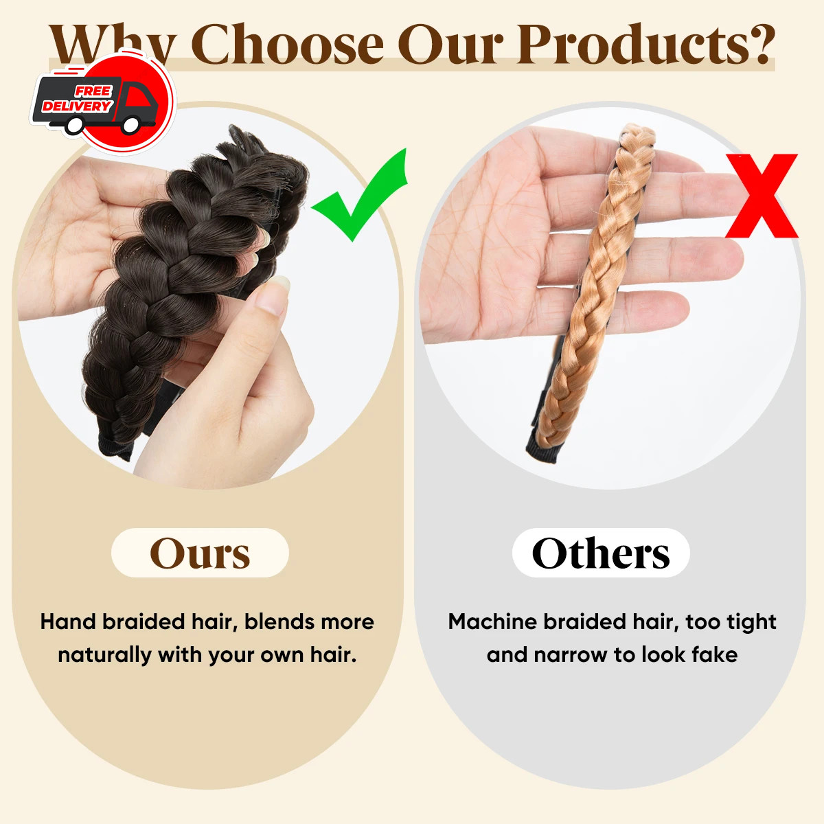 Headband Synthetic Hair Plaited Headband Braid Braided & Teeth Hair Band Beauty