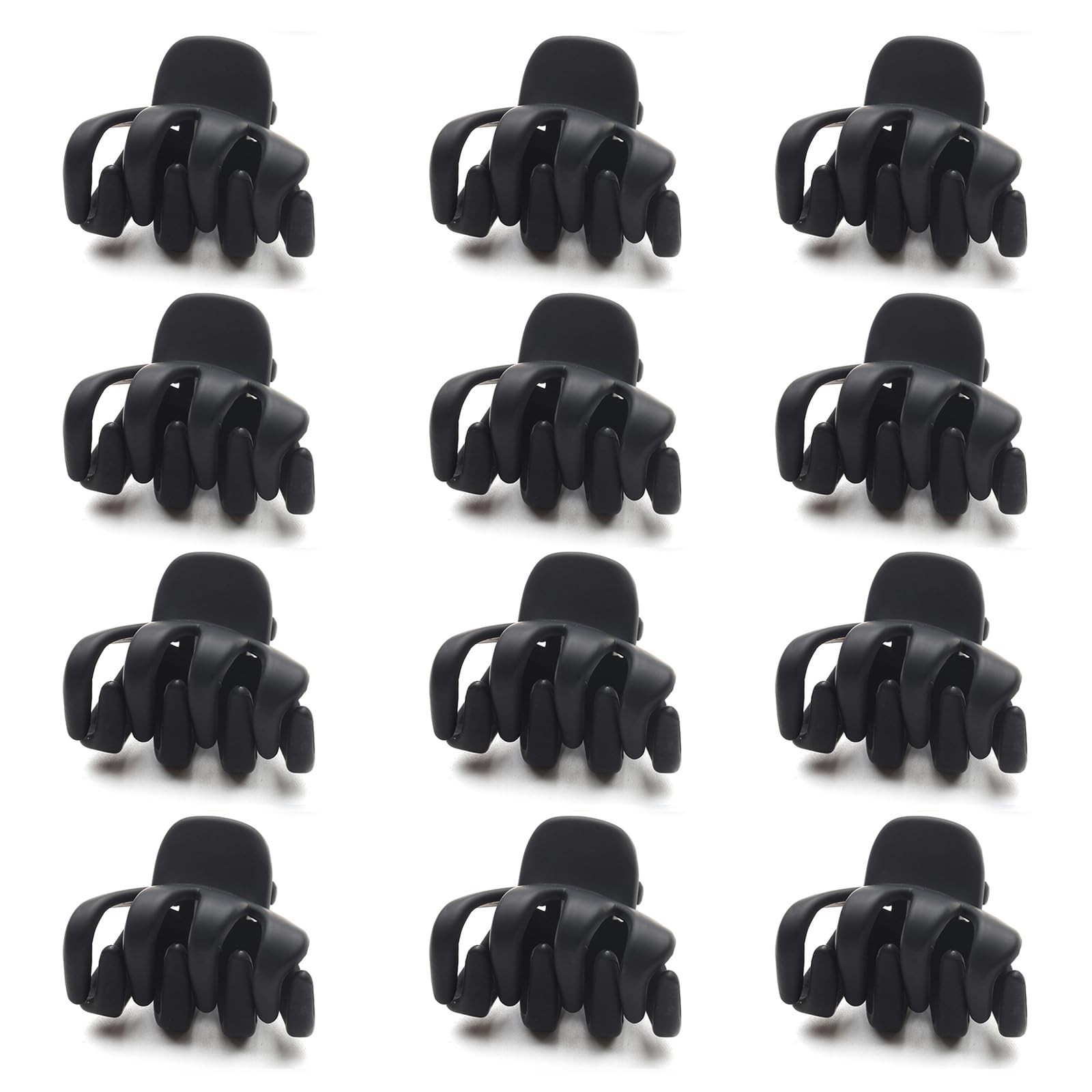 12 Pack Small Hair Claw Clips 1.2in Matte Black No–Slip Mini for Thin Hair Women