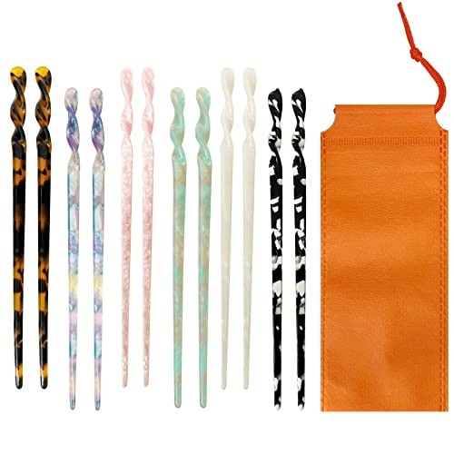 Acetate Hair Sticks – Leopard Print Hair 1 Count (Pack of 12) Tortoise Shell