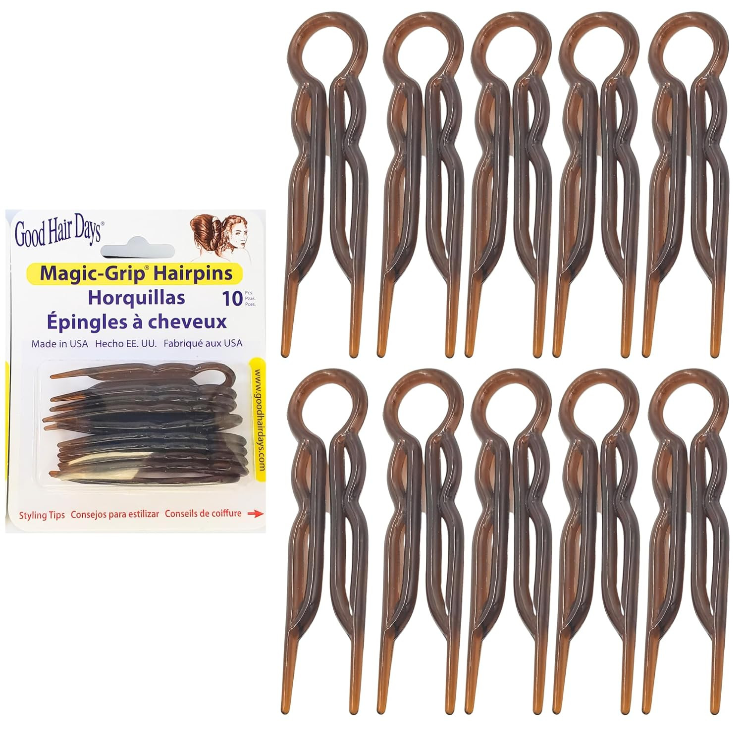 Hair Pins – Plastic, U-Shaped Magic Grip Hairpins, Strong Durable Pins for Fine