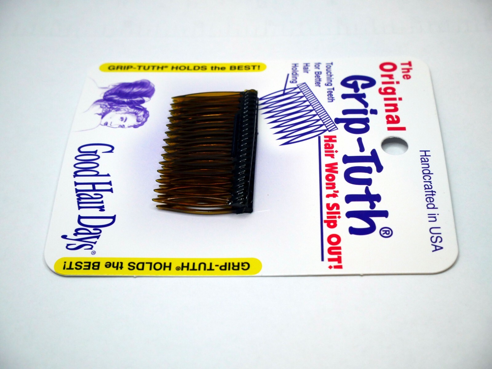 6 Combs x Good Hair Days Grip-Tuth® 1.5″ 1.75″ 2.75″ Black sidecombs Made in USA