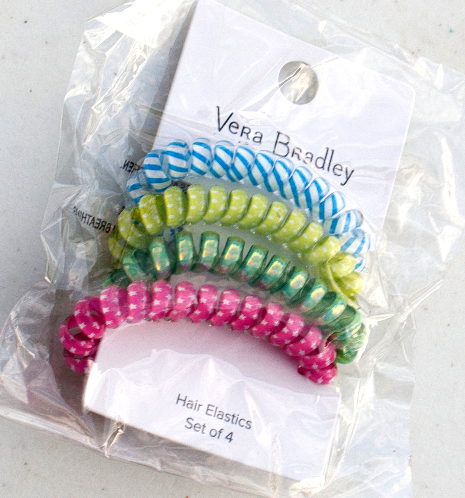 Vera Bradley Set of 4 Spiral Hair Elastics in Far Out Floral. NWT