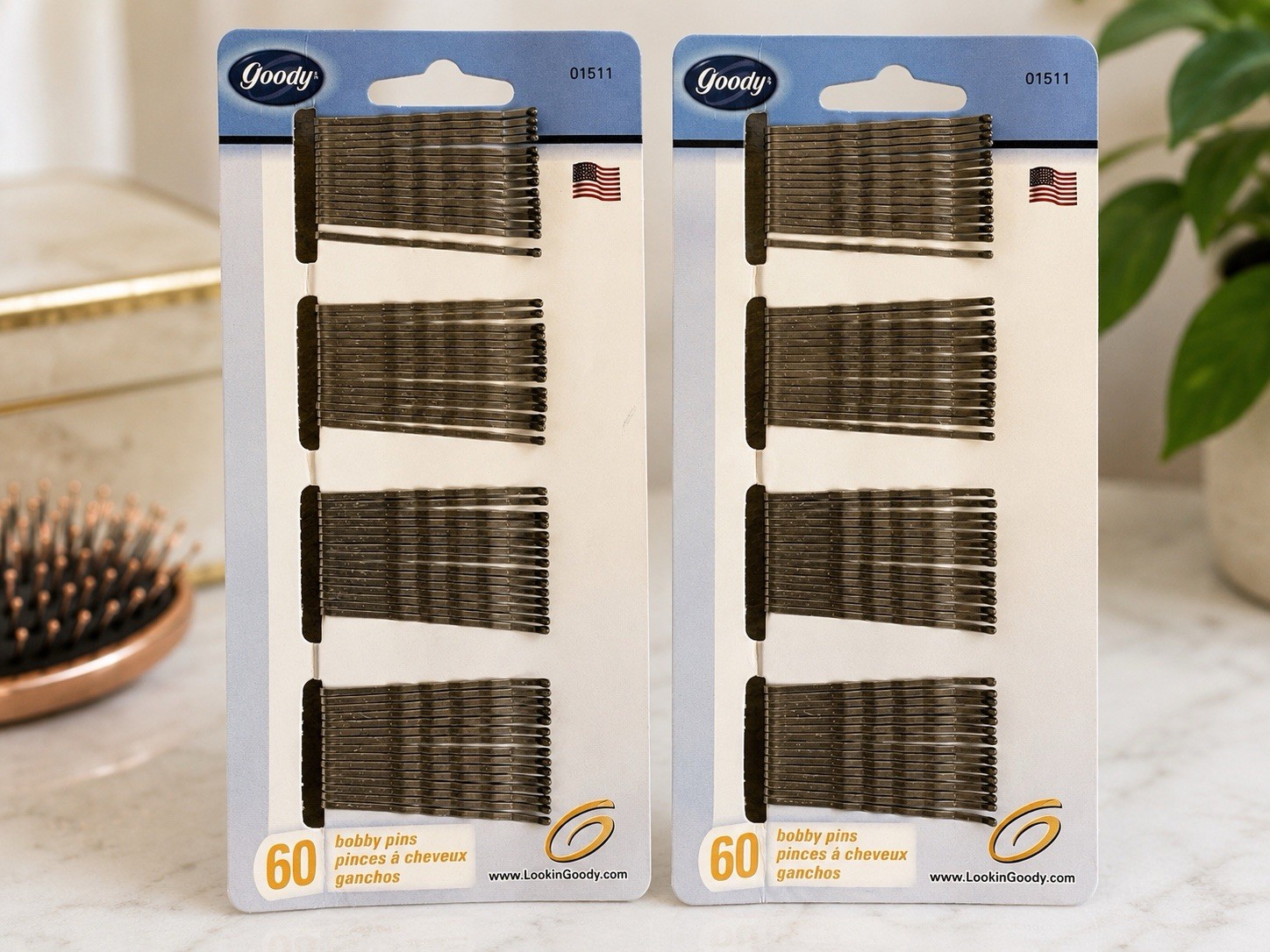 Vintage Goody Bobby Pins 120 Count USA Made Ball Tipped Double Coated NOS