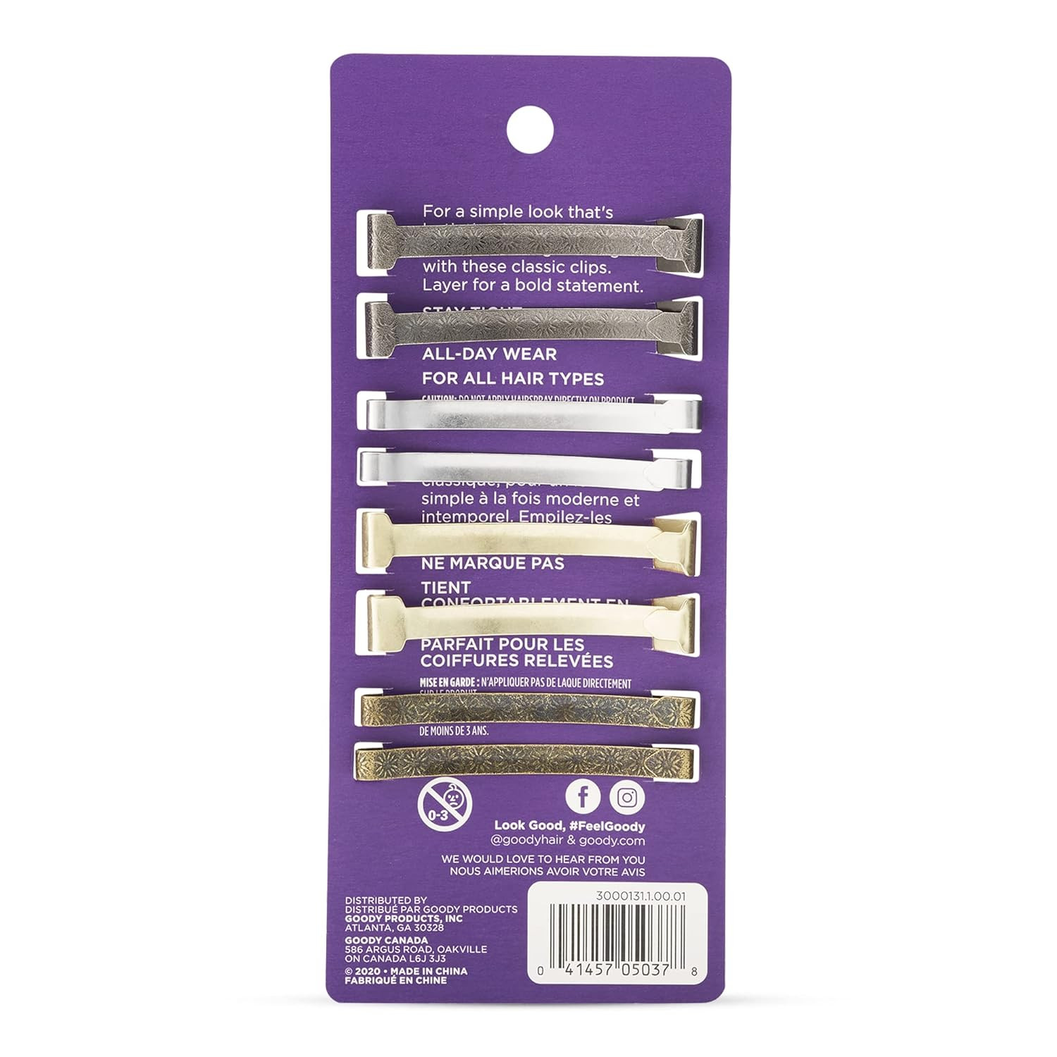 Stay Tight Hair Barrettes – 8 Ct, Assorted Metallic Colors, Non-Slip Flat Hair C