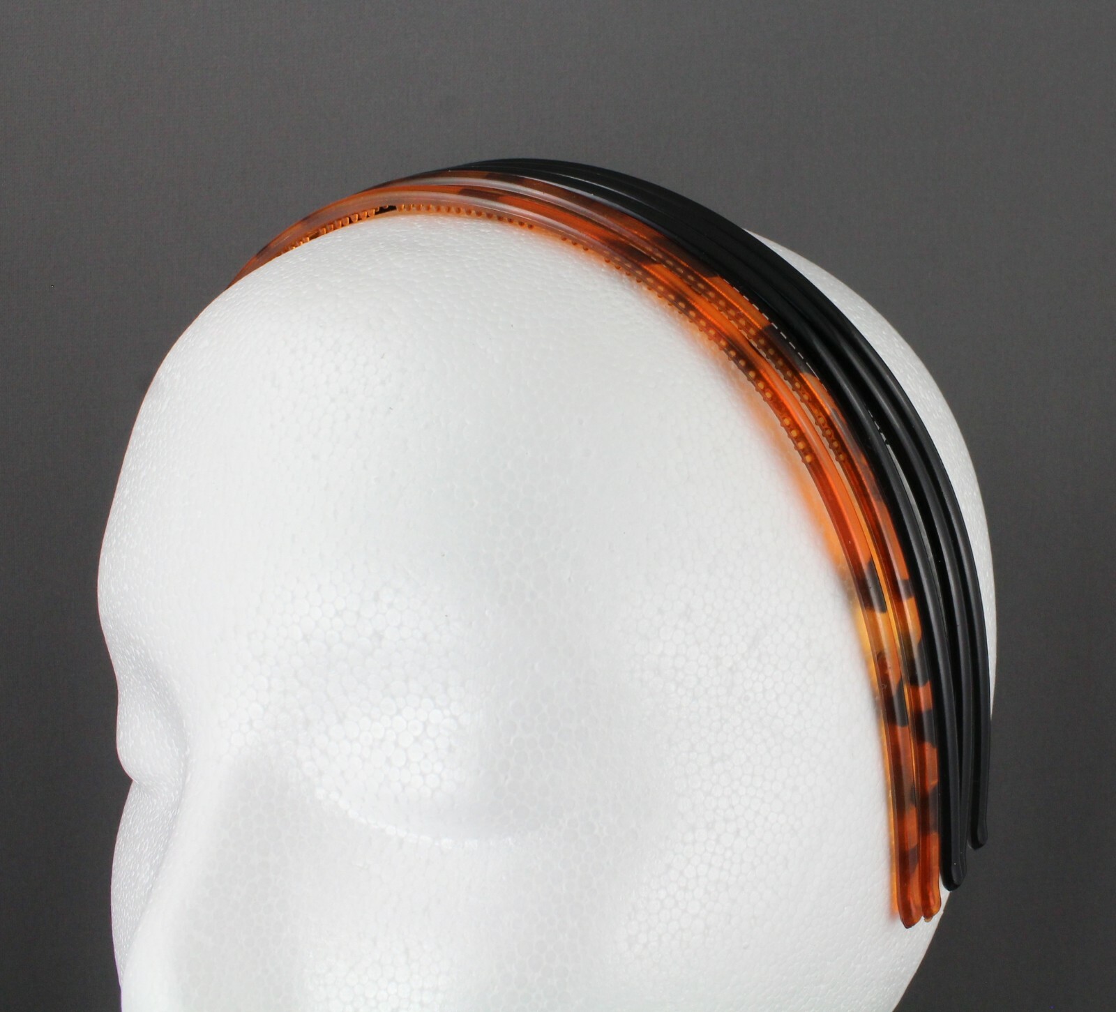 Black Brown 5 skinny set headbands pack plastic thin skinny narrow grip teeth