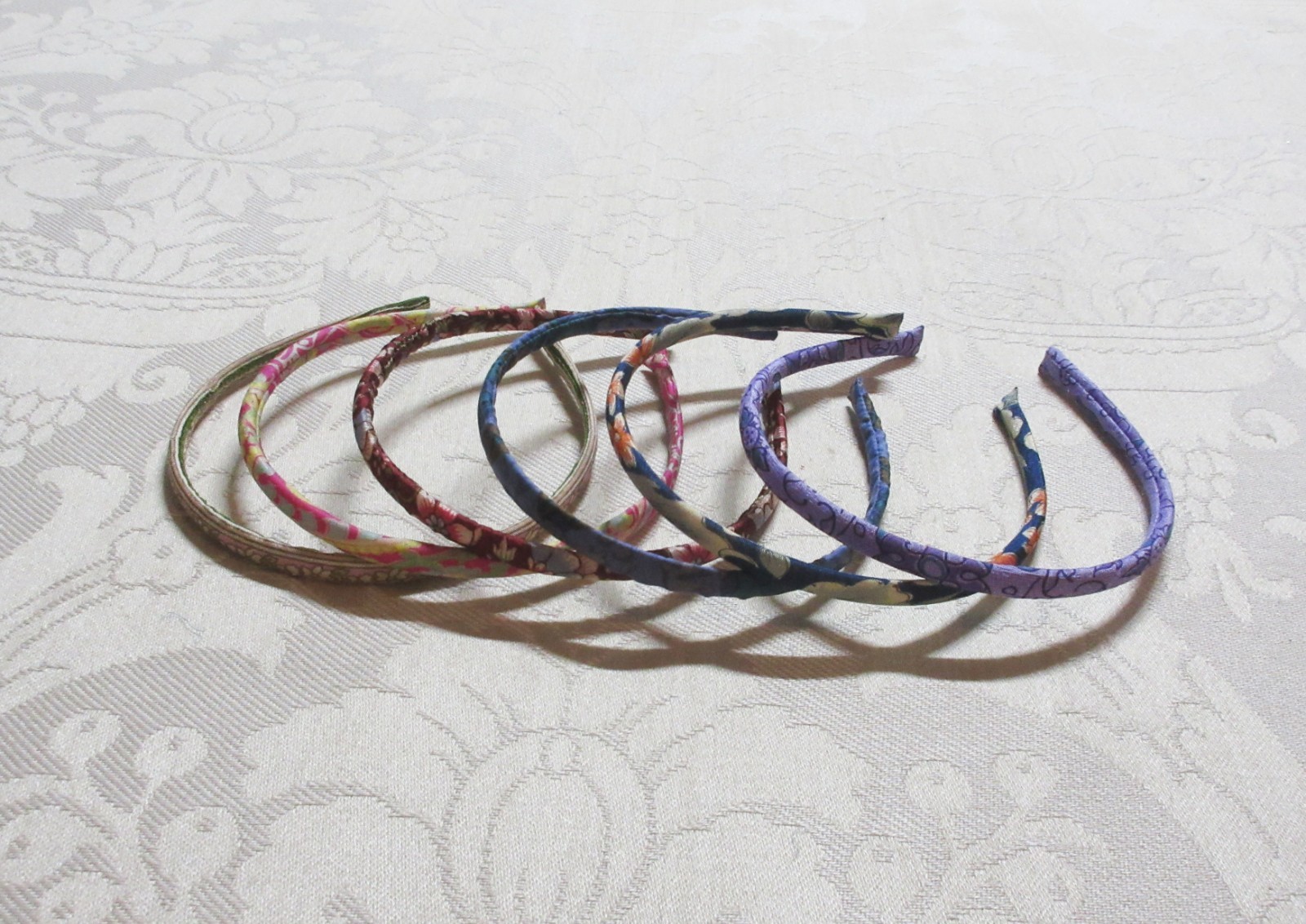 Handmade Boho Preppy Narrow Vintage Silk Sari Headband Multicolor Lot 6pc #2