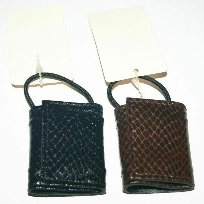 Ponytail Holder Cover Cuff Biker Hair Tie Alligator Faux Leather Flex Bendable
