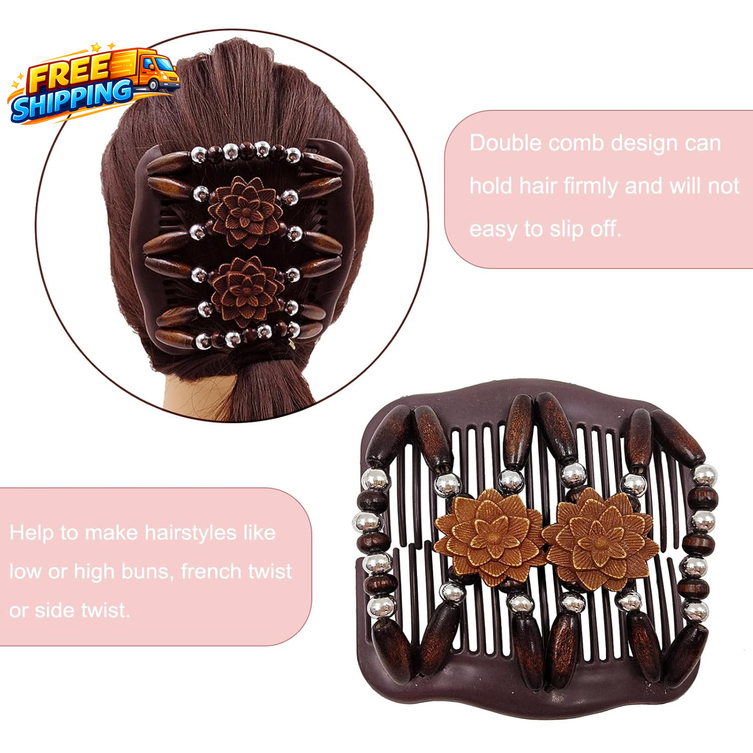 5 Pieces Stretchy Magic Hair Comb Adjustable Elastic Comb Hair Clip for Women