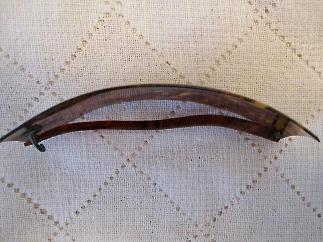 VTG ART DECO HAIR BARRETTE FAUX TORTOISE SHELL 4.5 in Across BROWNS GOLDS