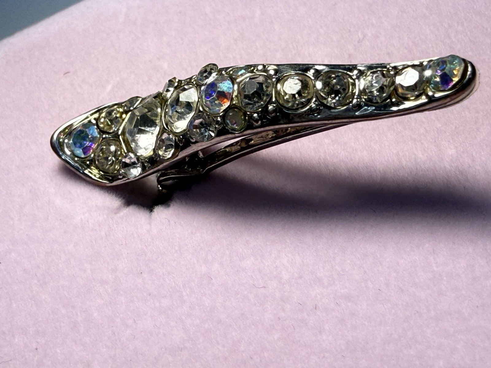 Silver Tone Clear Rhinestone Metal Hair Clip Barrette for Women Classic