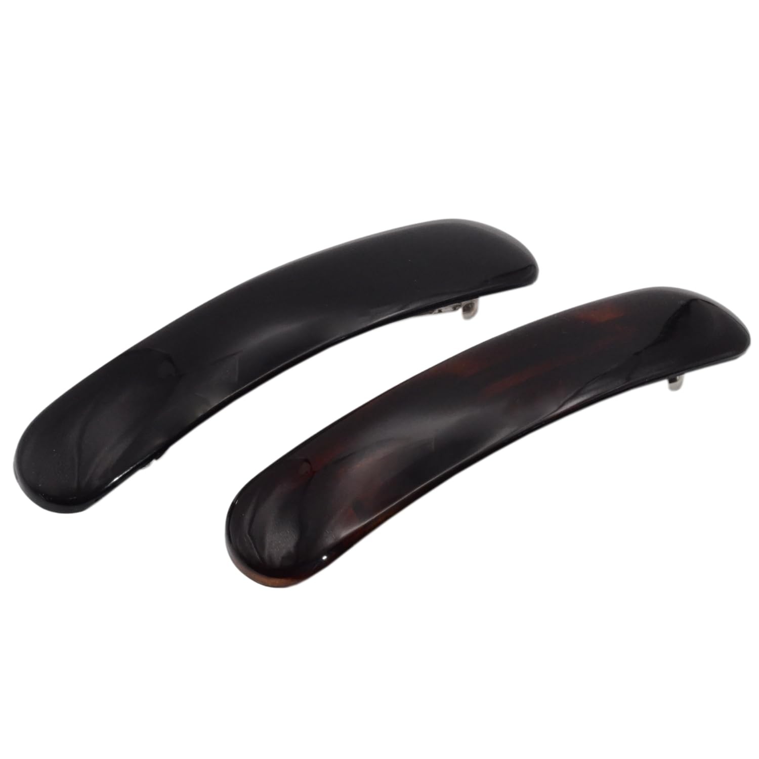 Parcelona French Elegant Duo 4″ Shell and Black Cellulose 2 Pcs Hair Barrettes