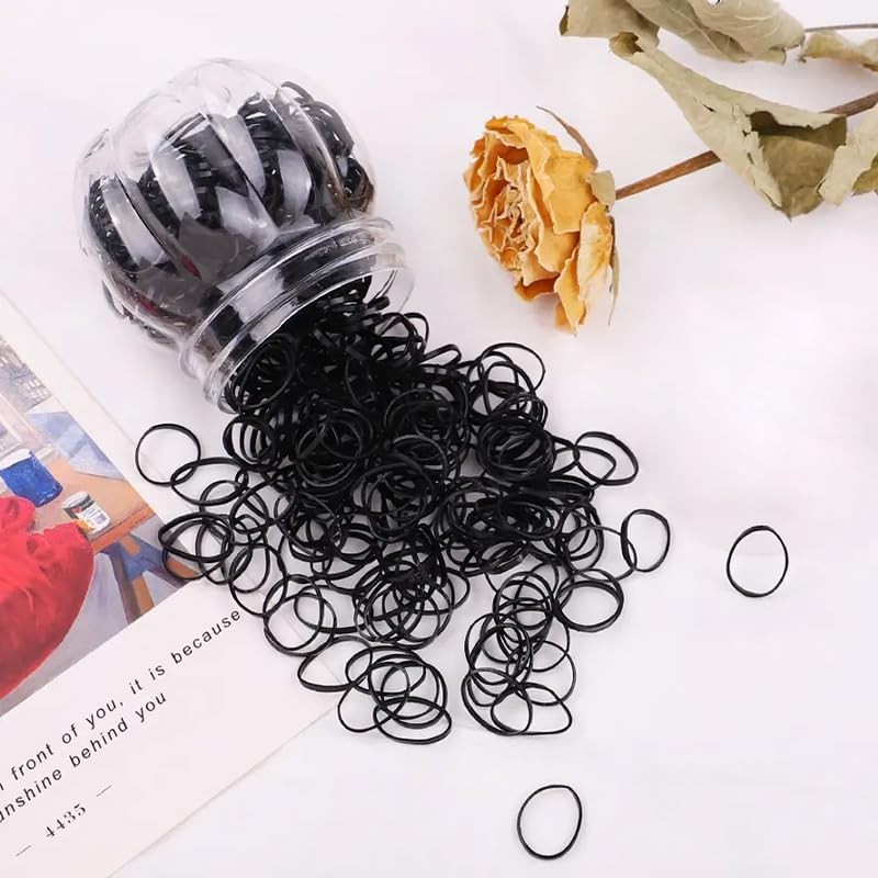 Black Elastic Hair Bands with a box Soft Elastic Bands for Kid Hair Braids