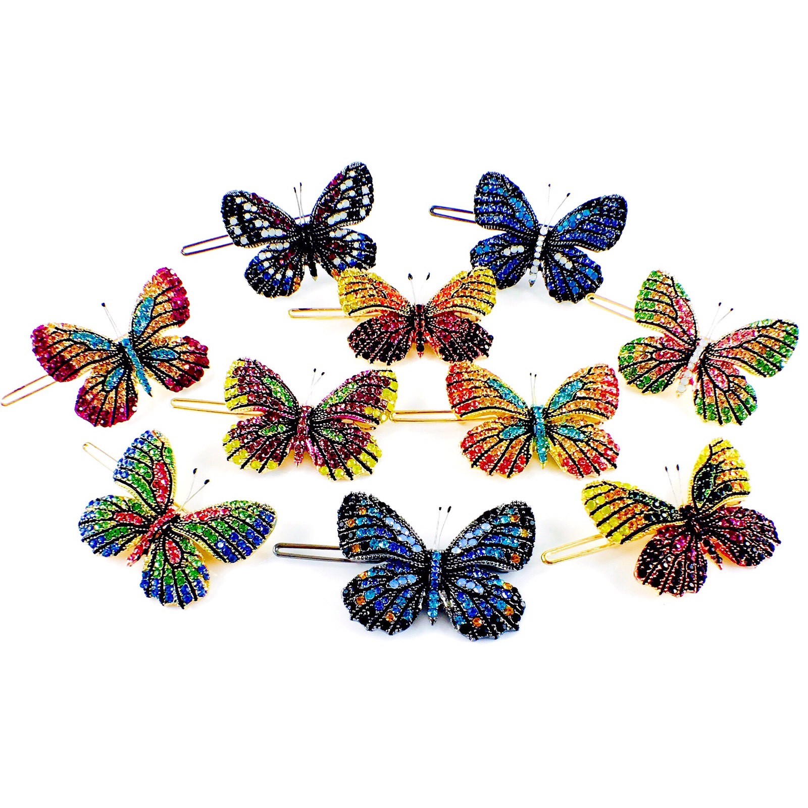 USA BUTTERFLY Hair Clip Hairpin use Swarovski Crystal Elegant Unique Blue B-5