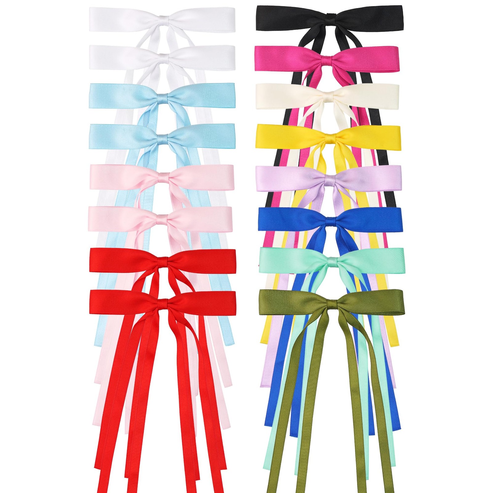 16pcs Hair Bows Clips for Women Satin 1 Count (Pack of 16), 16colors