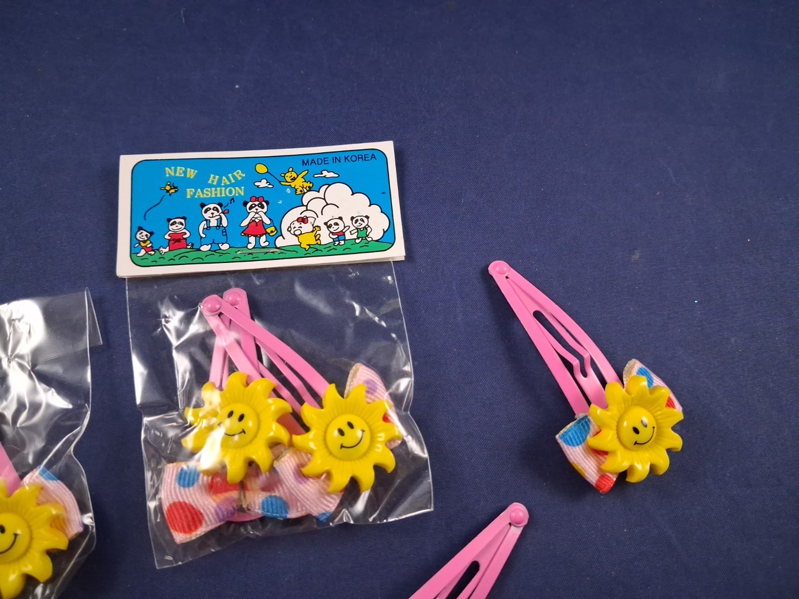 Vtg Happy Sun Polka Dots Lot Of 6 Snap Hair Barrettes UNWORN *17FB-B