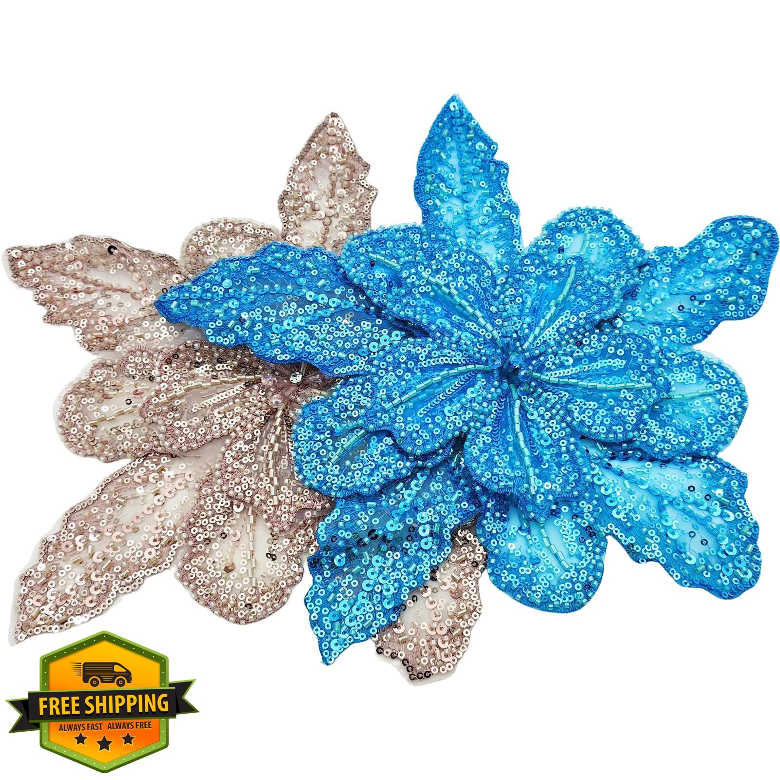 Carytalee Sequin Beaded Flower Champagne Pink
