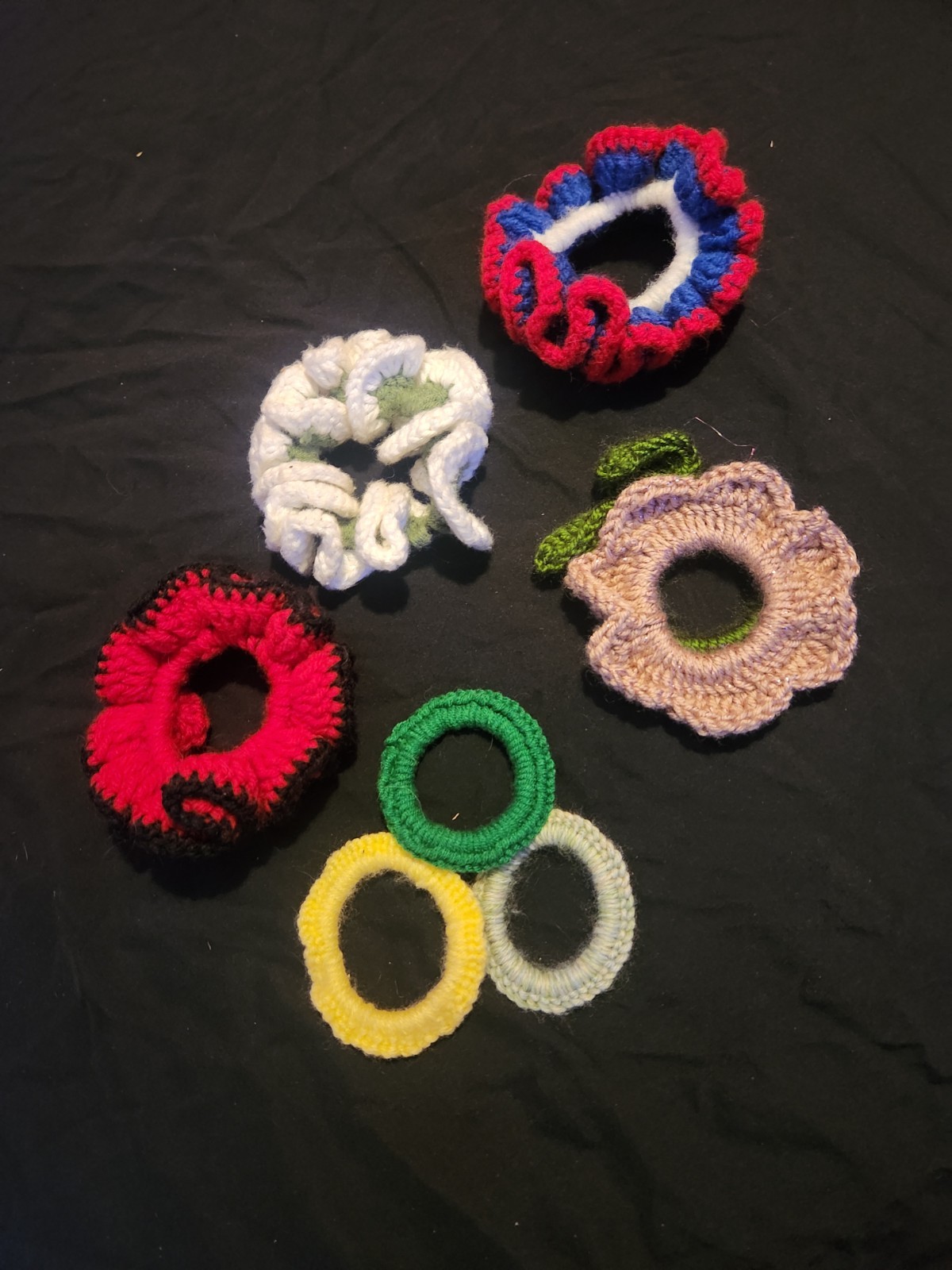 Handmade Hair Scrunchie Crochet Acrylic Pponytails, braids, and playful updos