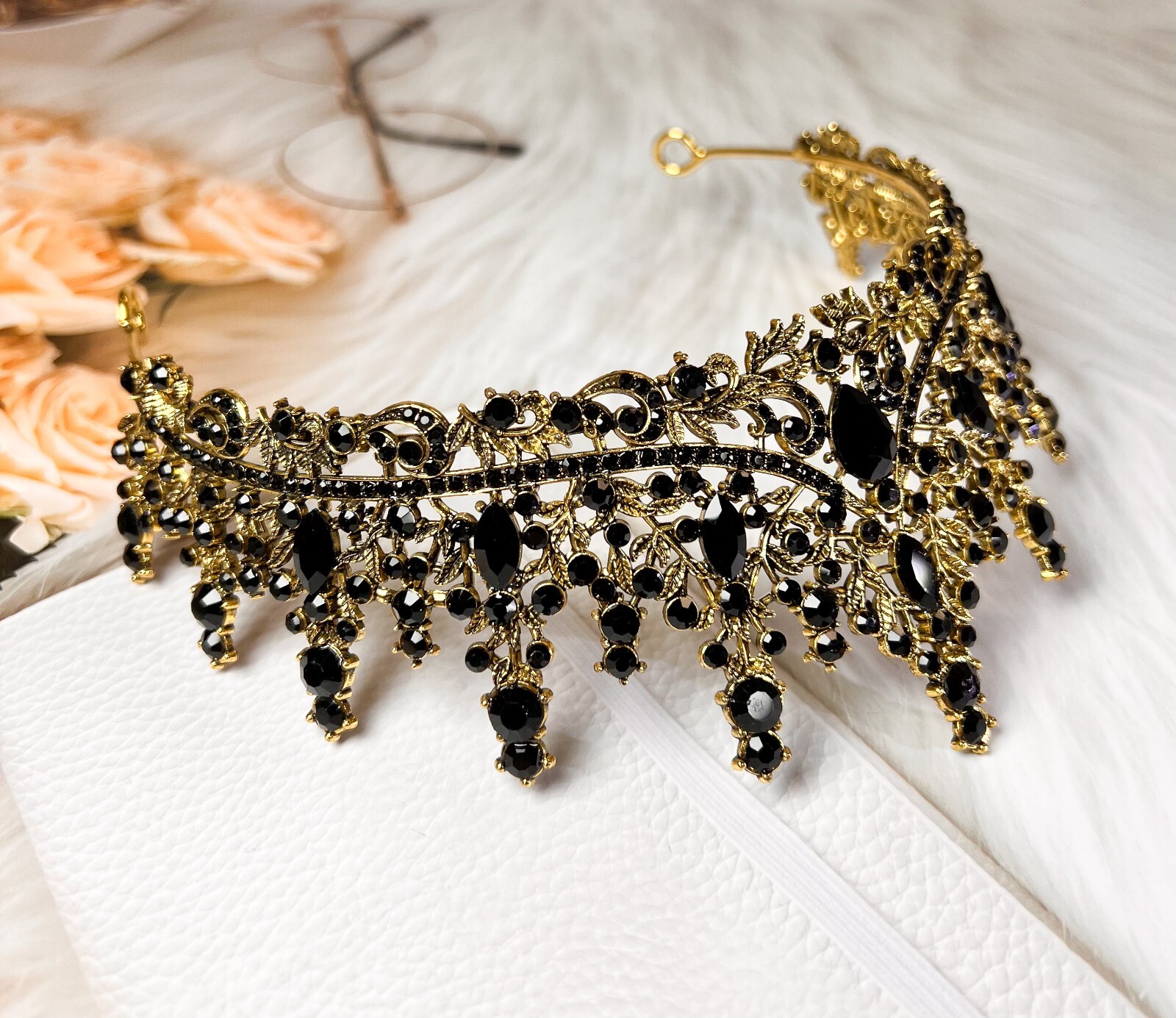 Black Tiara Crown for Women, Gothic Queen, Halloween Crown, Costume, Cosplay