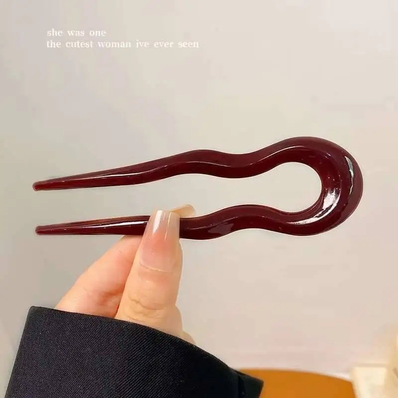 U-Shaped Hair Fork Tortoiseshell Acetate Acrylic Hairpin Fashion Hair Stick