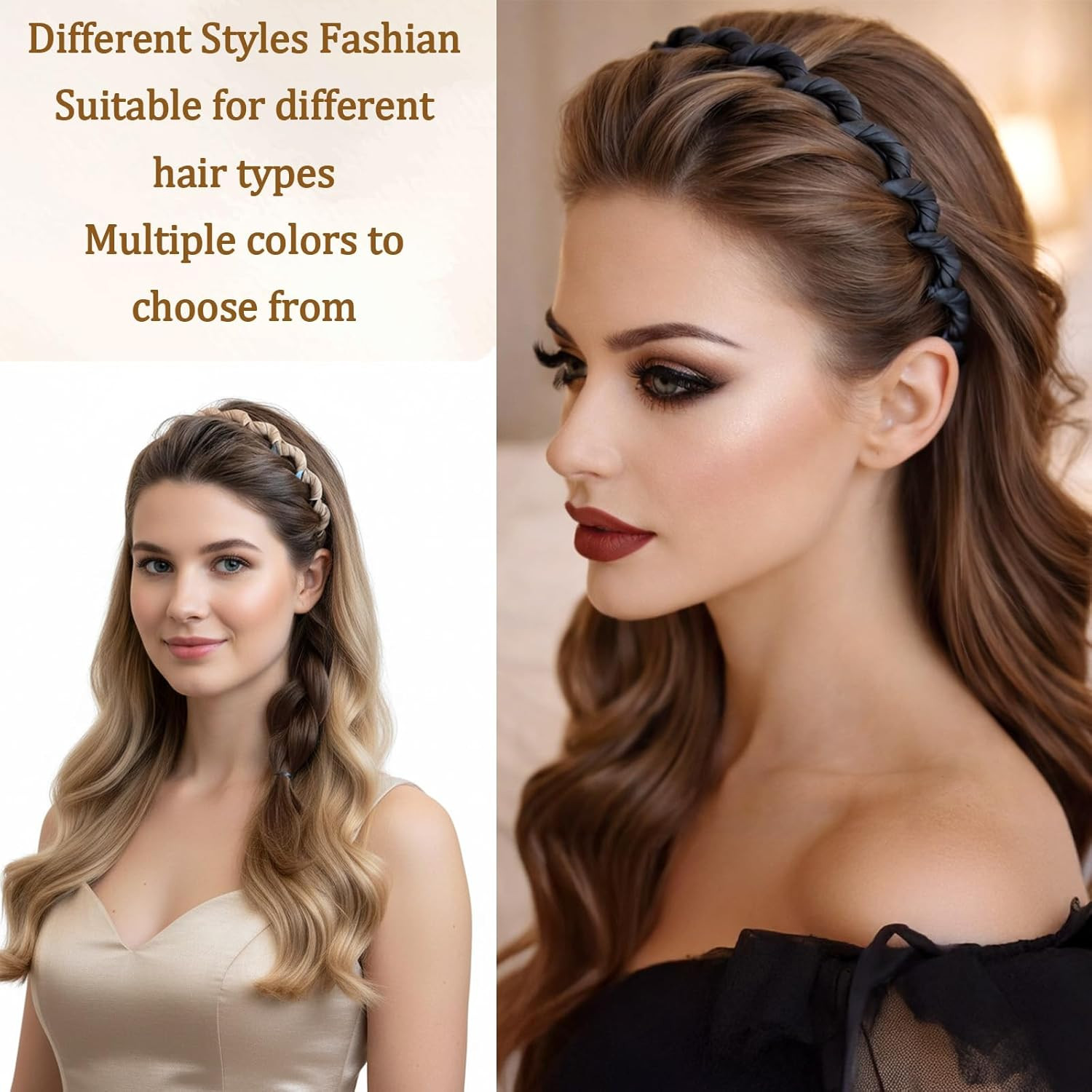 6 PCS ZigZag Headbands for Women Non Slip Claw Headband Retro High Skull Headban