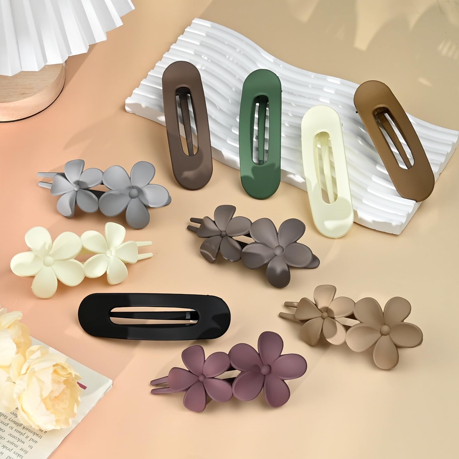 WEXFFU 10 Pcs Flat Hair Clips – Lay 1 Count (Pack of 10), Neutral colors