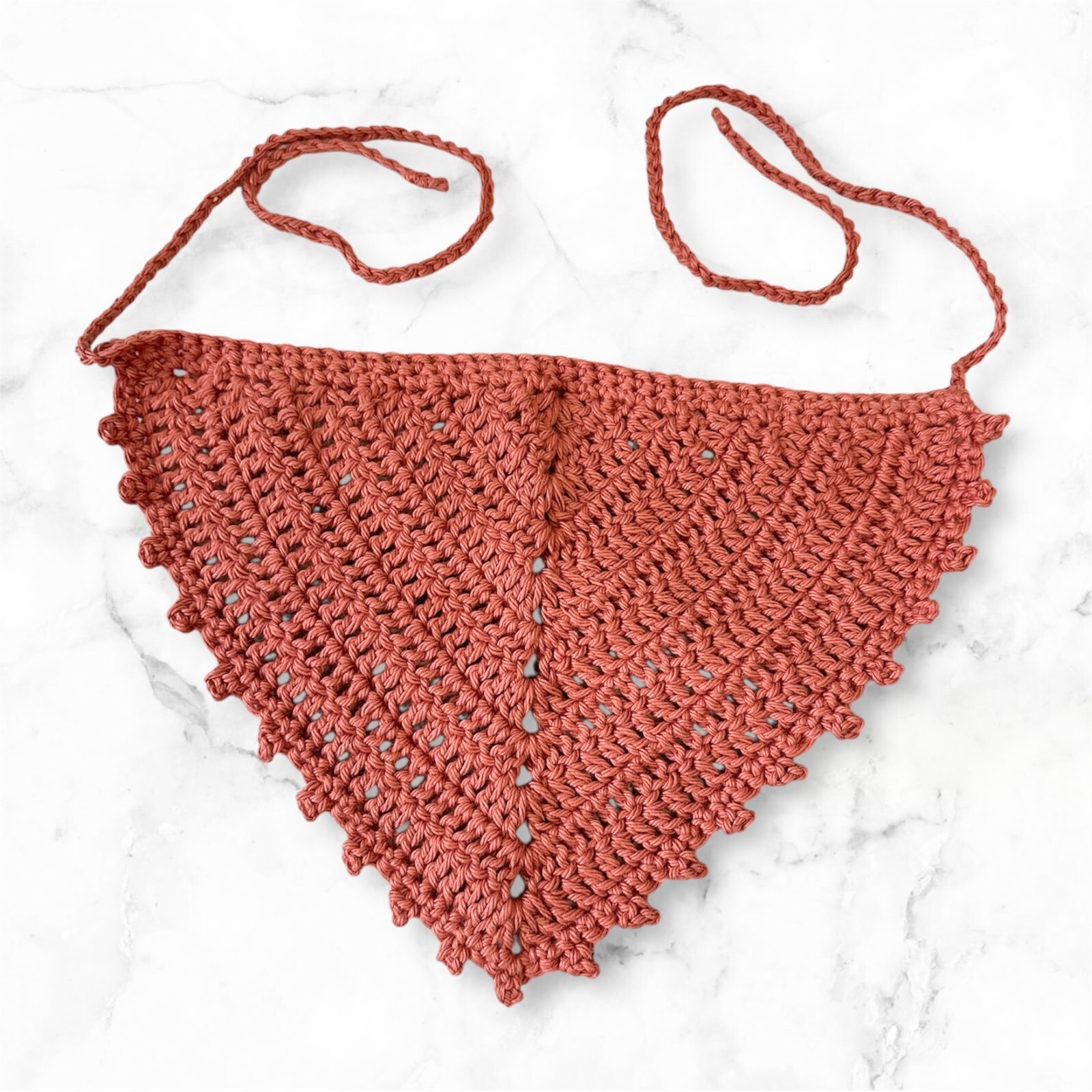 Hair Bandana for Teens or Adults Rust Color Brand New Handmade Crochet Picot