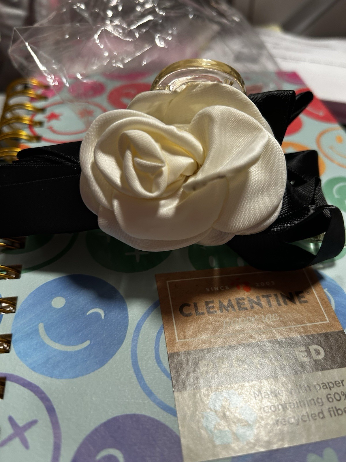 Clementine Flower Hair Claw Clip White Fabric Eco-Friendly Solid for Women