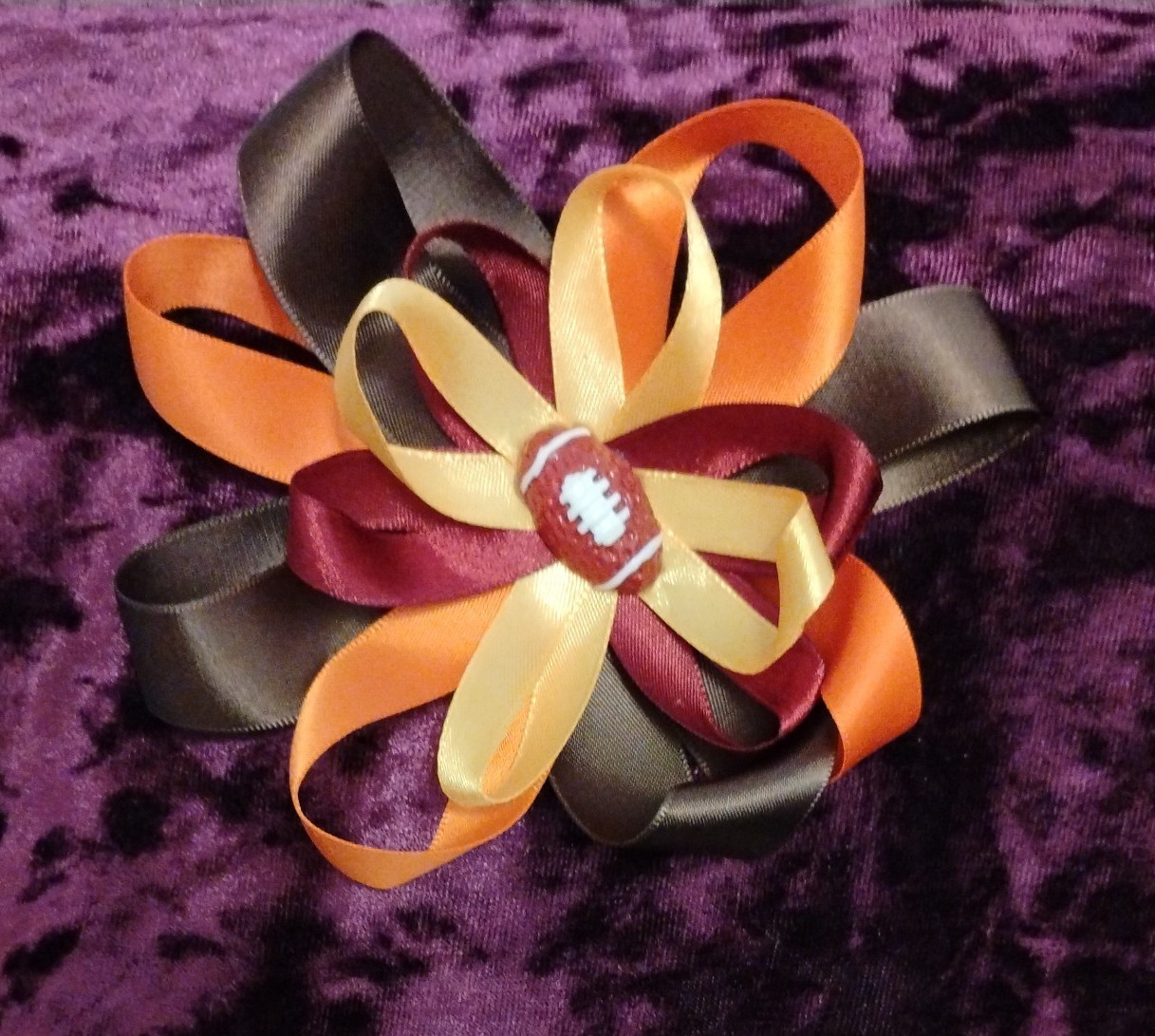 Handmade Solid Ribbon Hair Bow Halloween Orange Black Yellow Red Women Casual