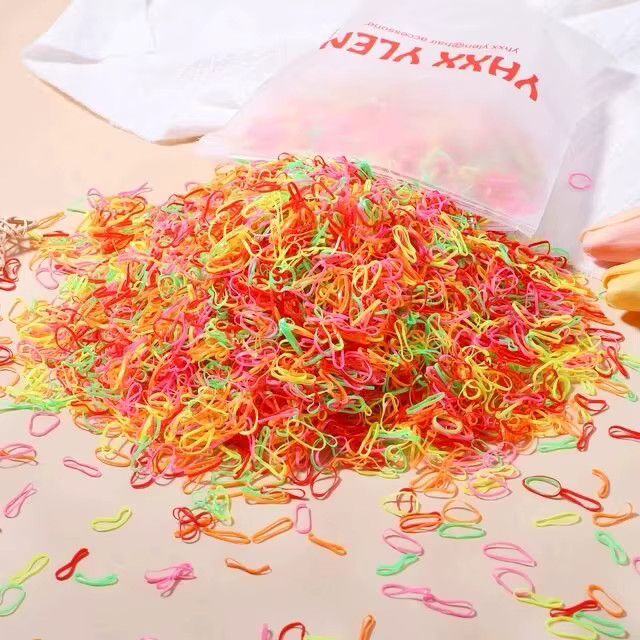 1000Pcs Colorful Small Disposable Hair Bands Scrunchie Girls Elastic Rubber Band