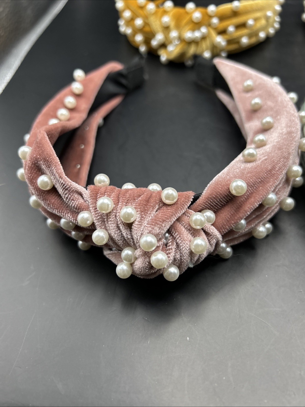 Velvet Faux Pearl Fabric Knotted Headband Lot Set of 5 BB26
