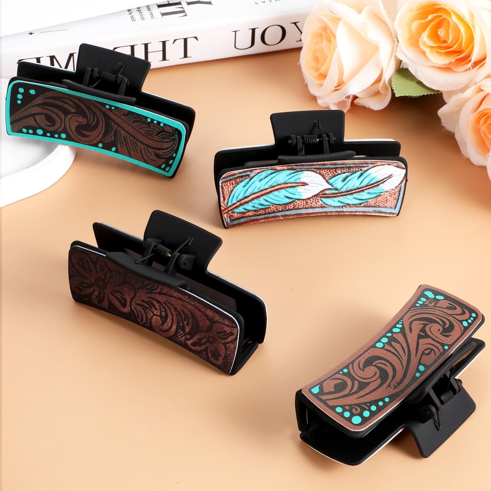 4 Pack Western Hair Clips for Women, 1 Count (Pack of 4), Vintage