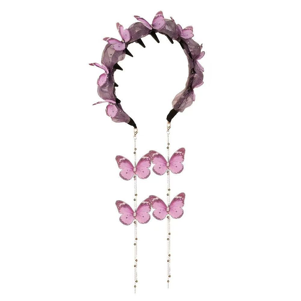 Beautiful and elegant butterfly tassel headband hair accessory
