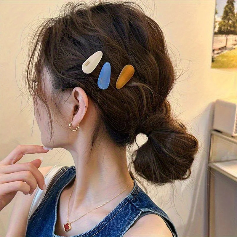 3/6pcspcsNew Spring and Summer Water Droplet Small Hair Clip Edge Clip, Side Cli
