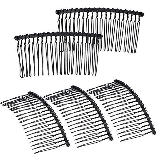 5 Pieces 20 Teeth Hair Clip Combs Metal Wire Hair 5 Count (Pack of 1) Black