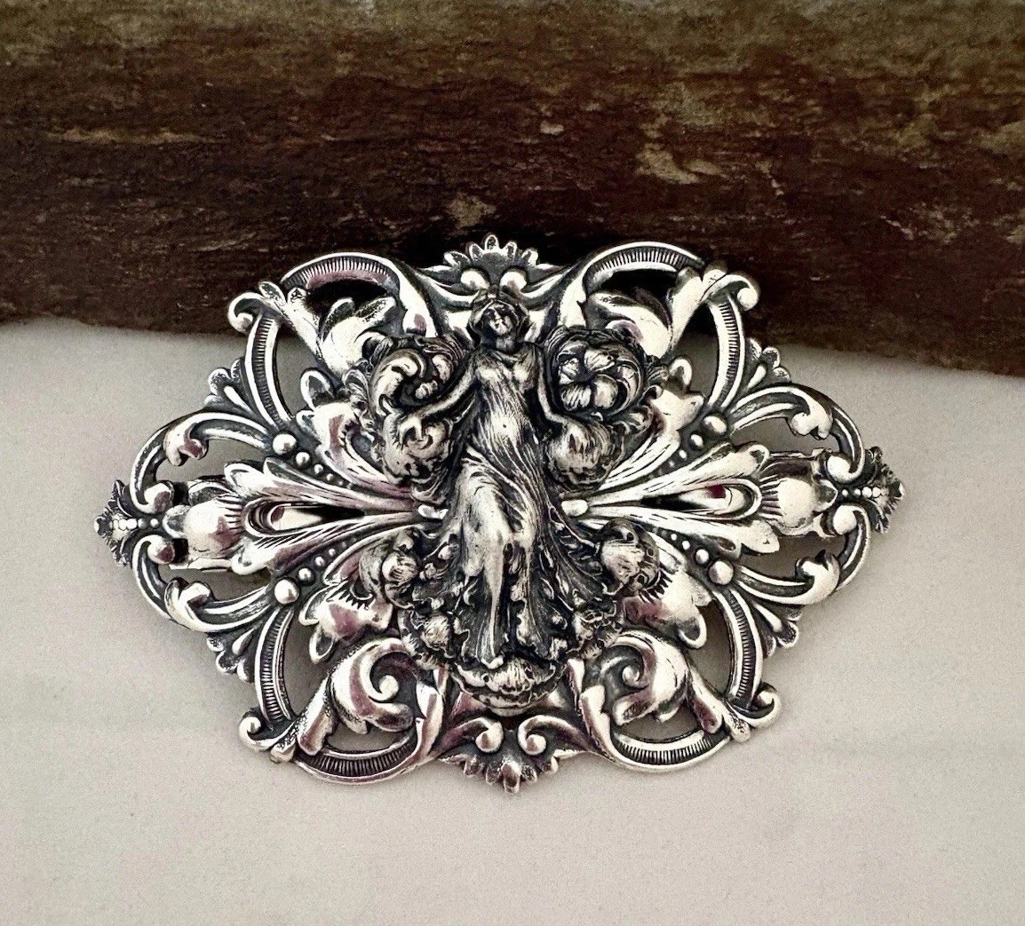 Art Nouveau Woman/Lady Angel Victorian Goddess Hair Barrette, French Hair Clip