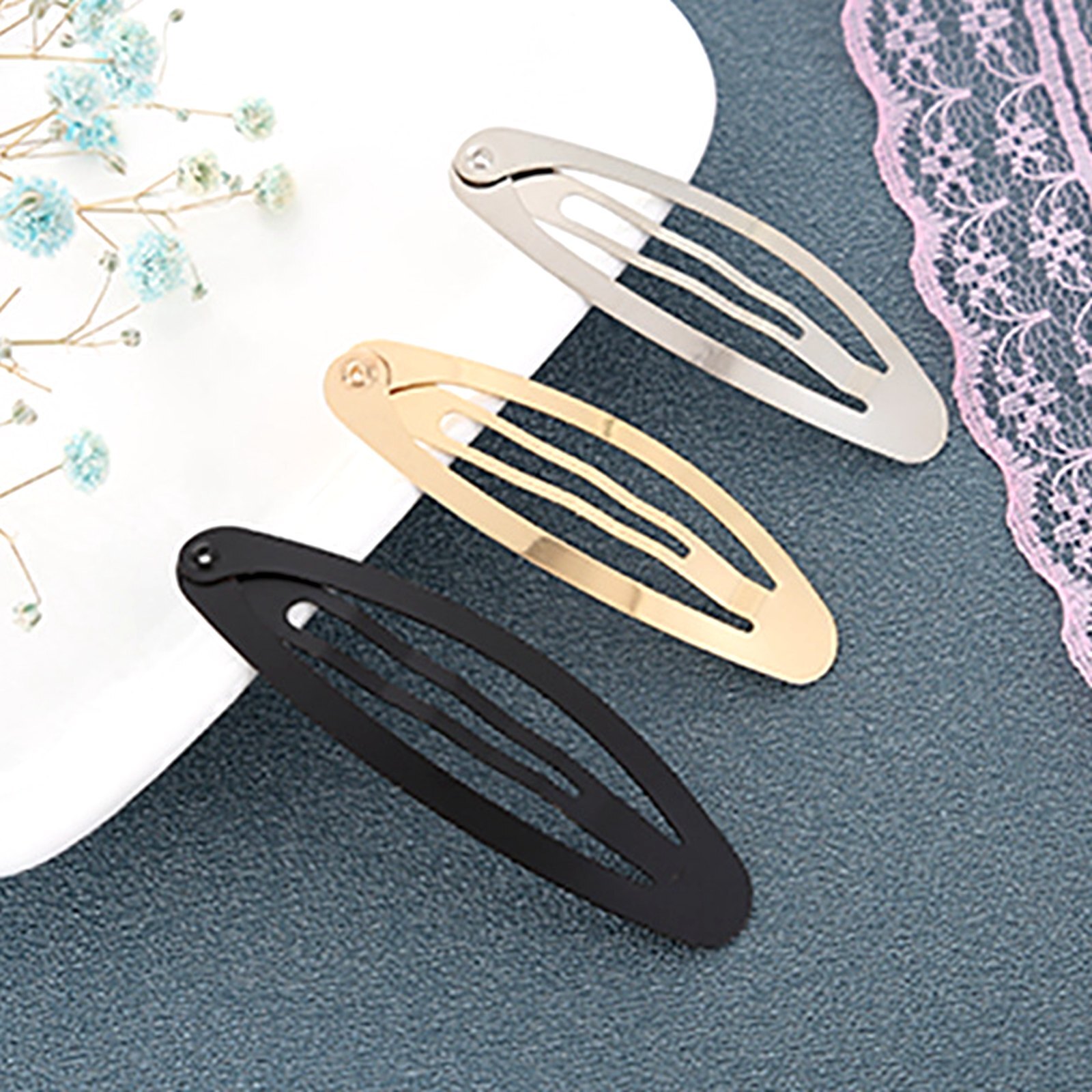 10 PCS Non-Slip Hair Clips – 3.1″ Large Oval Shape Metal Snap Barrettes Grips