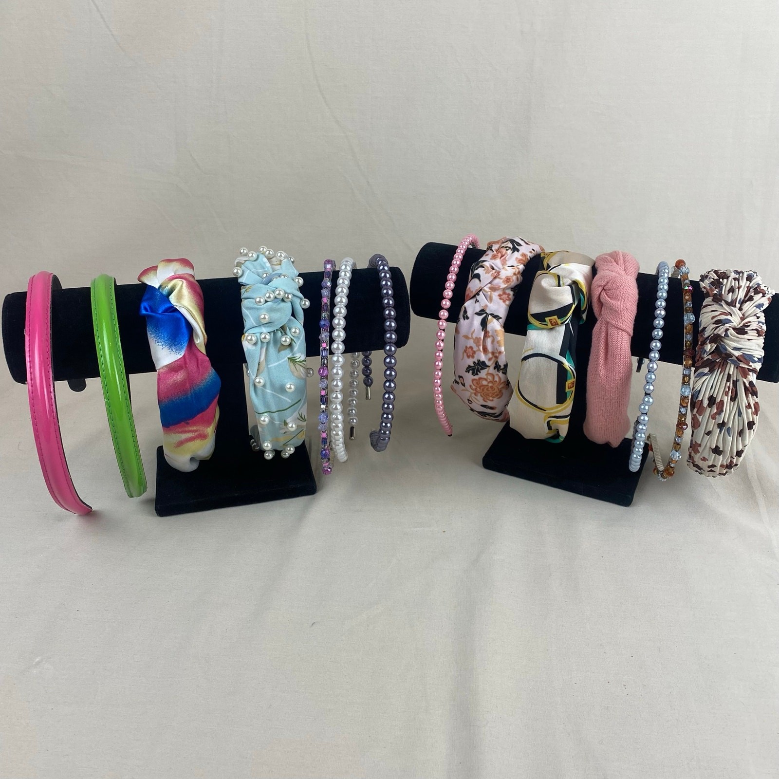 Lot of 14 Vintage to Now Headbands Fabric Pearls Floral Pastels Coquette