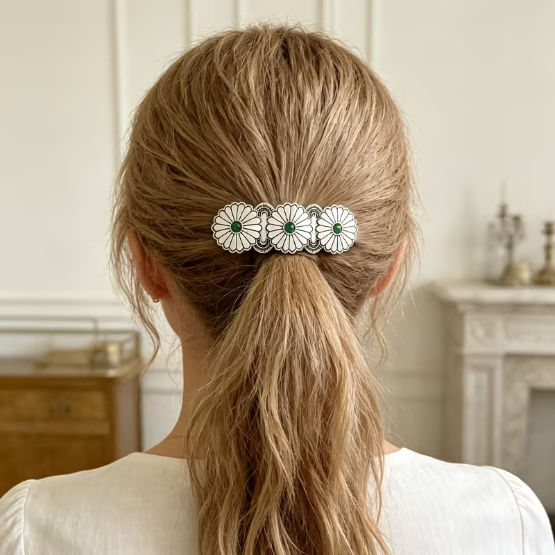 GREEN ~ STONE ~ HAIR ~ BARRETTE