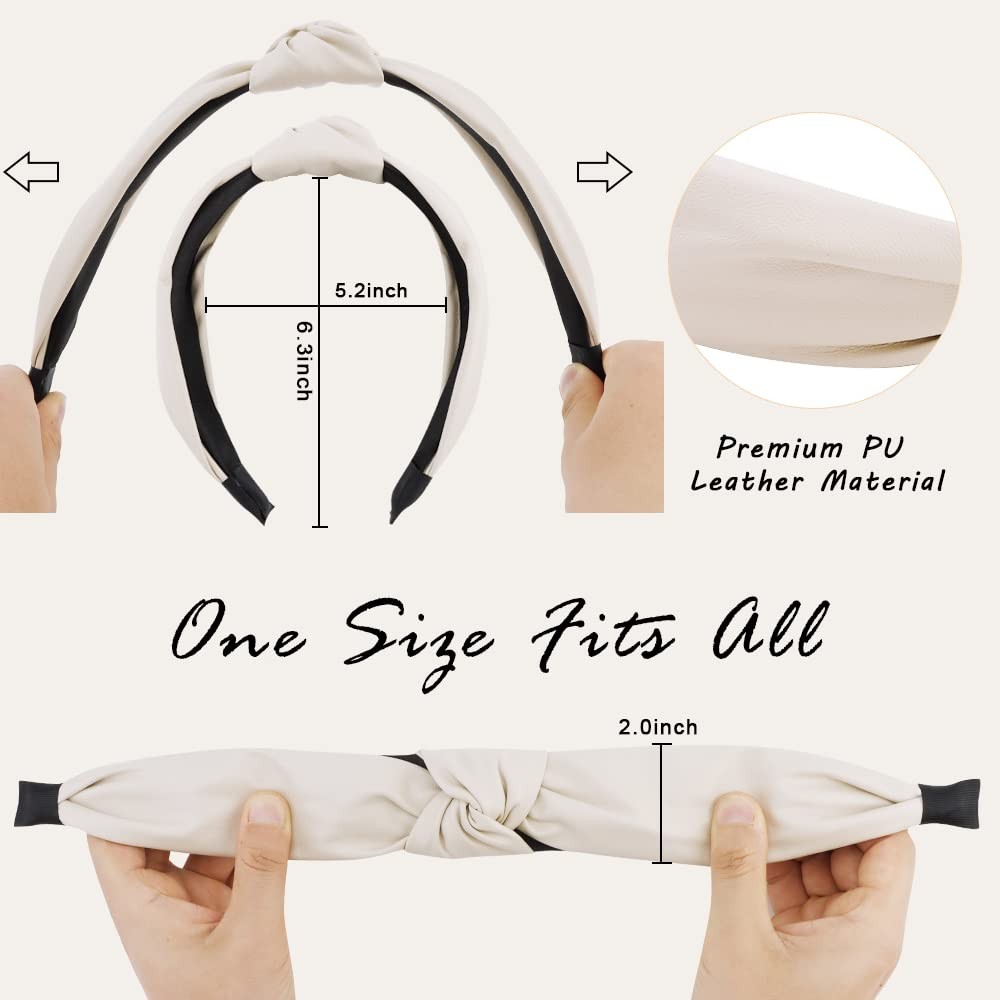 4PCS PU Leather Knotted Headbands for Women Fashion Hair Accessories