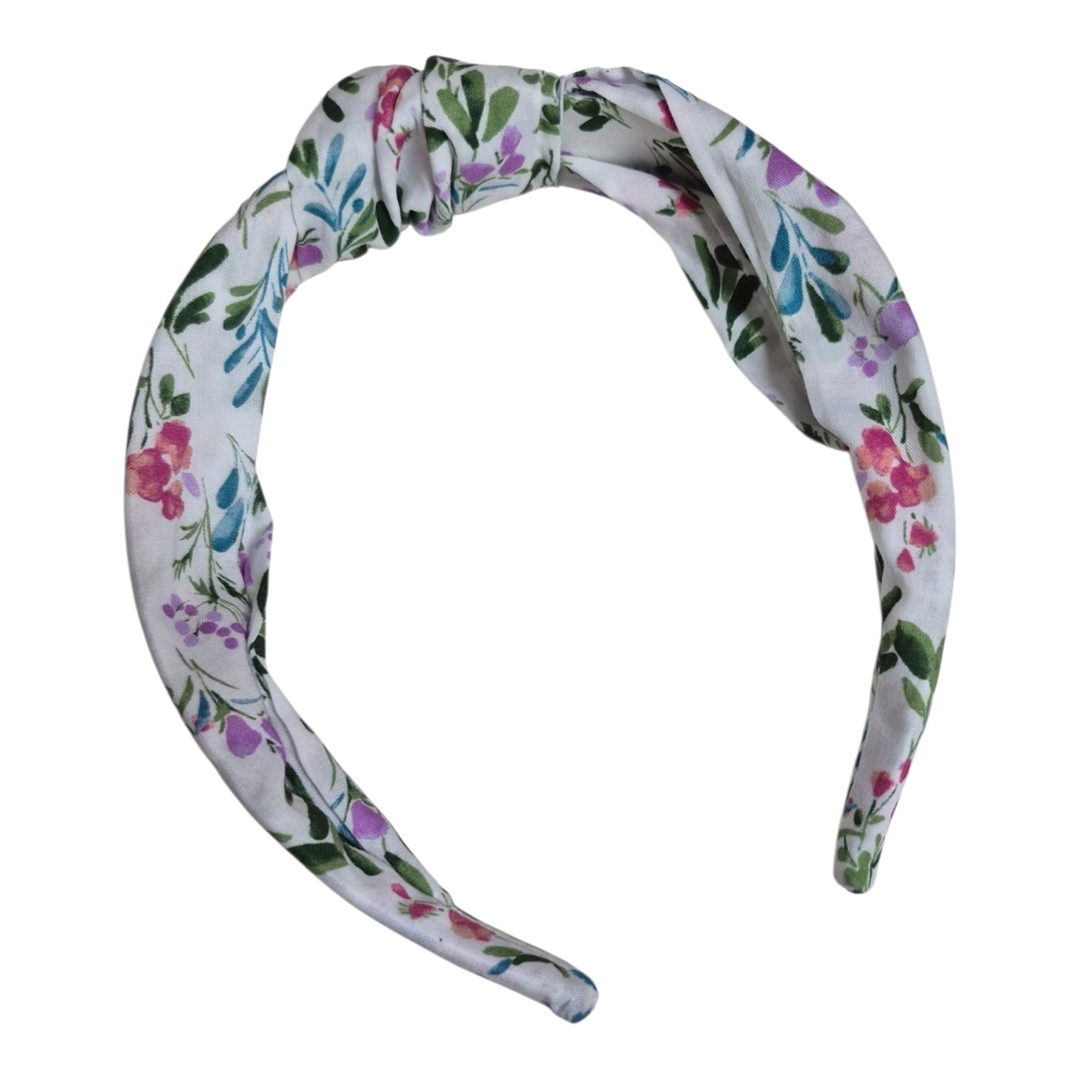 J.Crew Factory Floral Printed Knot Headband Bright White Lilac Multi BS235 New