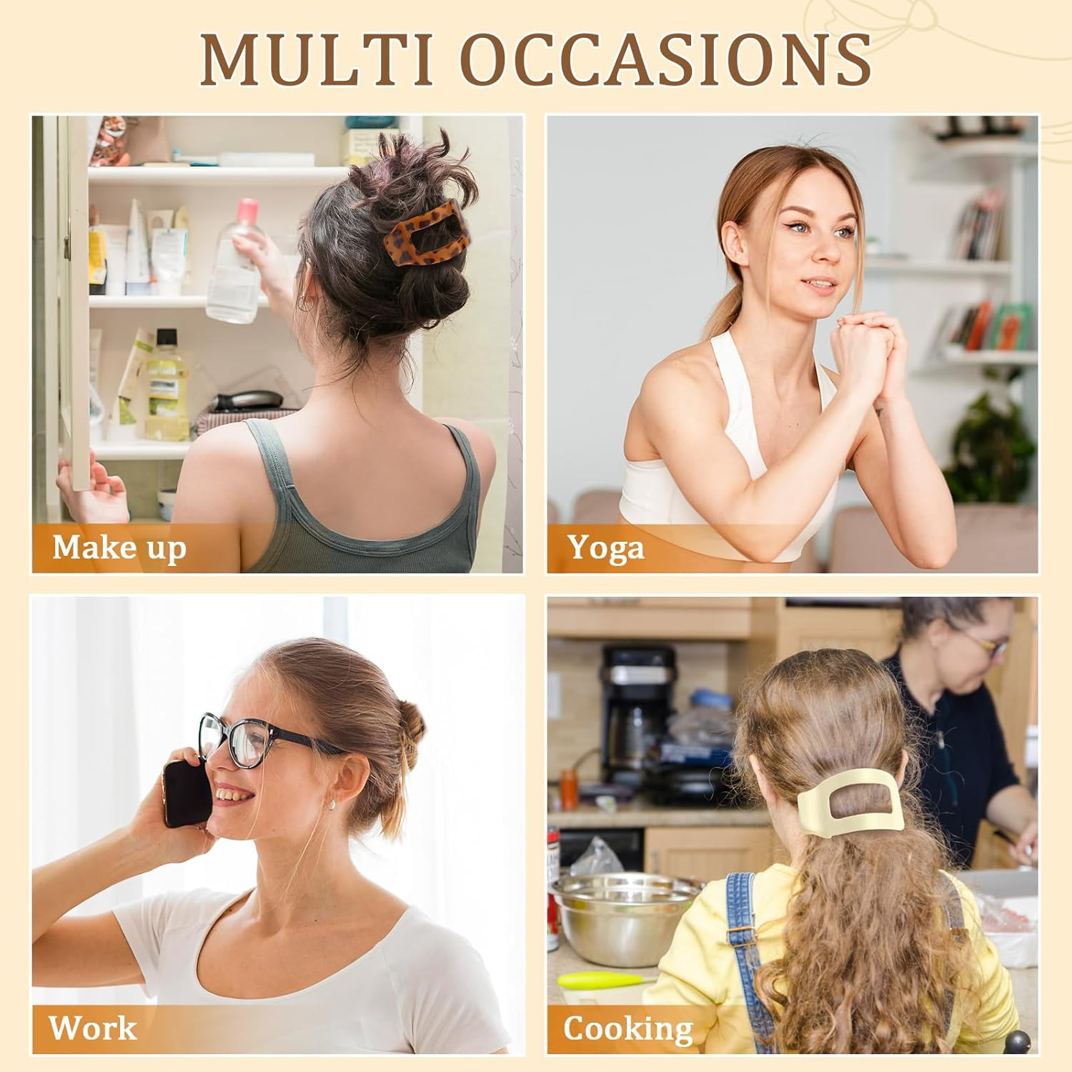6 PCS Flat Hair Clips for Women, Large French Flat Claw Clips for Thick Thin