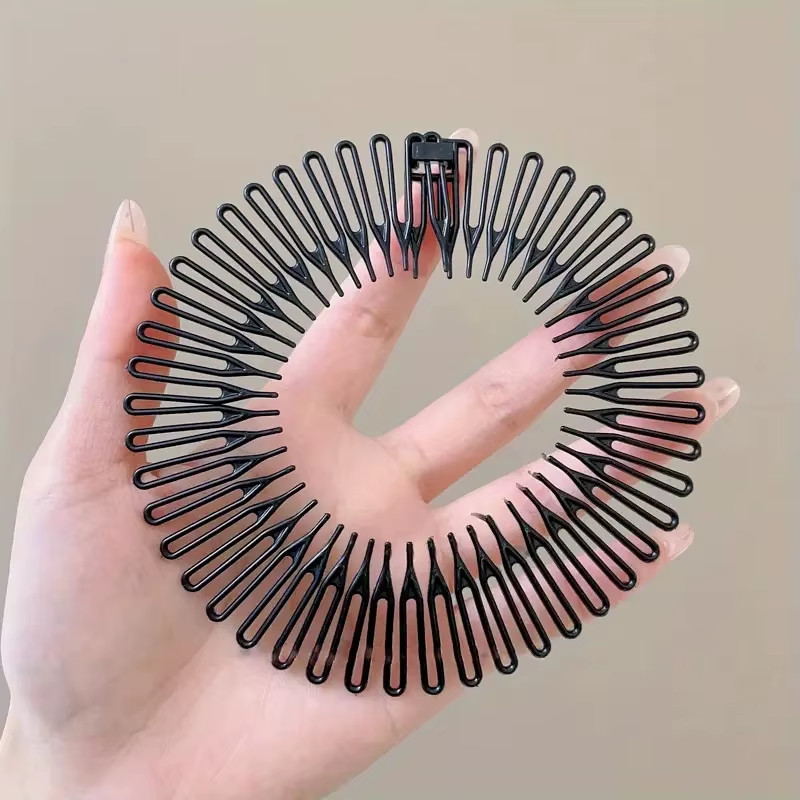 Flexible Full Circle Headbands Stylish Plastic Stretchable Hair Comb for Daily H