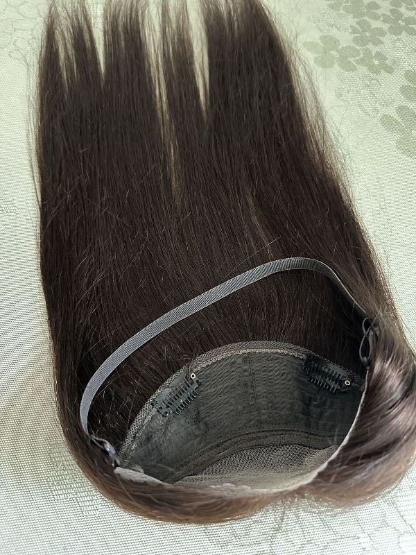 5″x6.7″ Lace Frontal 100% Human Hair Topper with Adjustable Elastic Band 12″~18″