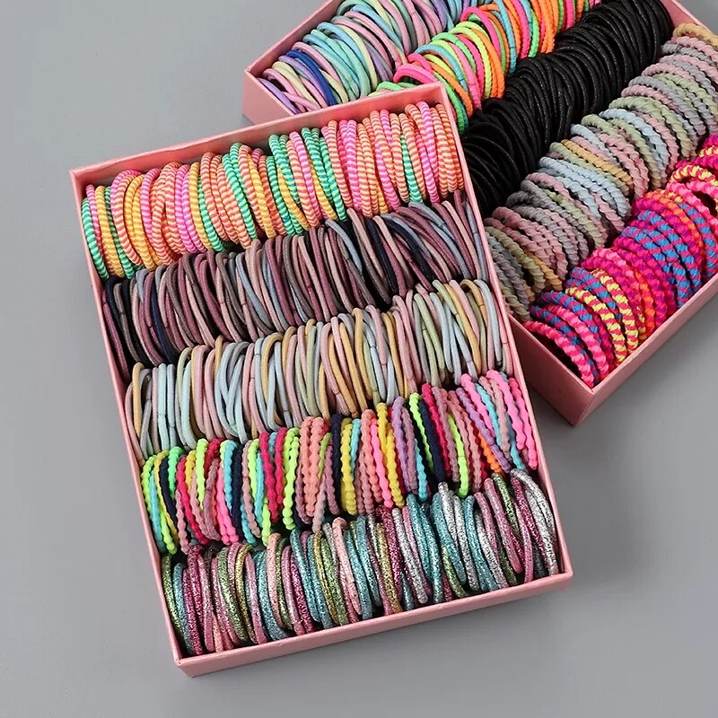 New 100/lot Hair bands Girls Candy Color Elastic Rubber Band Hair Hairband