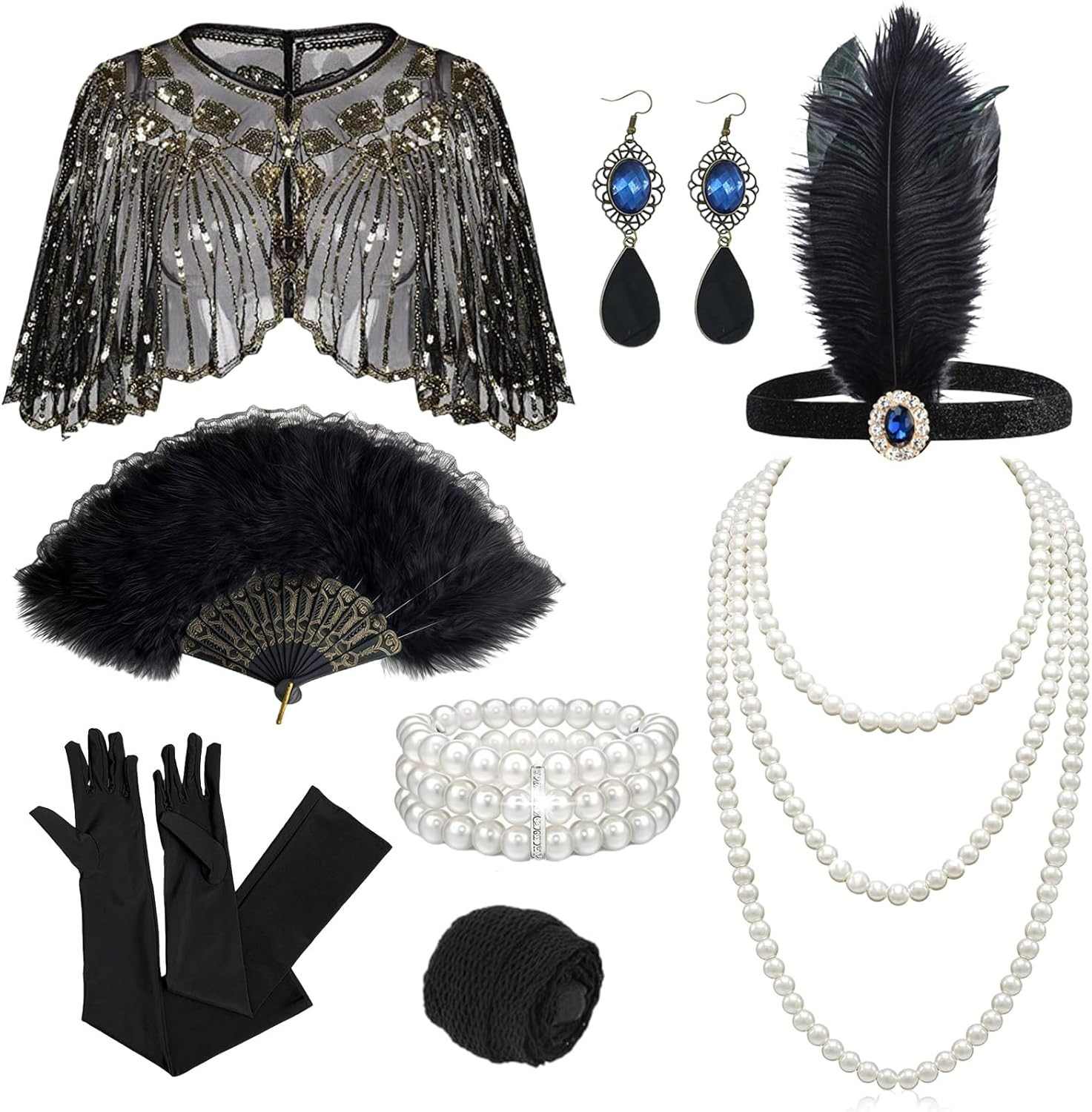 1920S Flapper Gatsby Accessories Set for Women Roaring 20’S Theme Party Costume