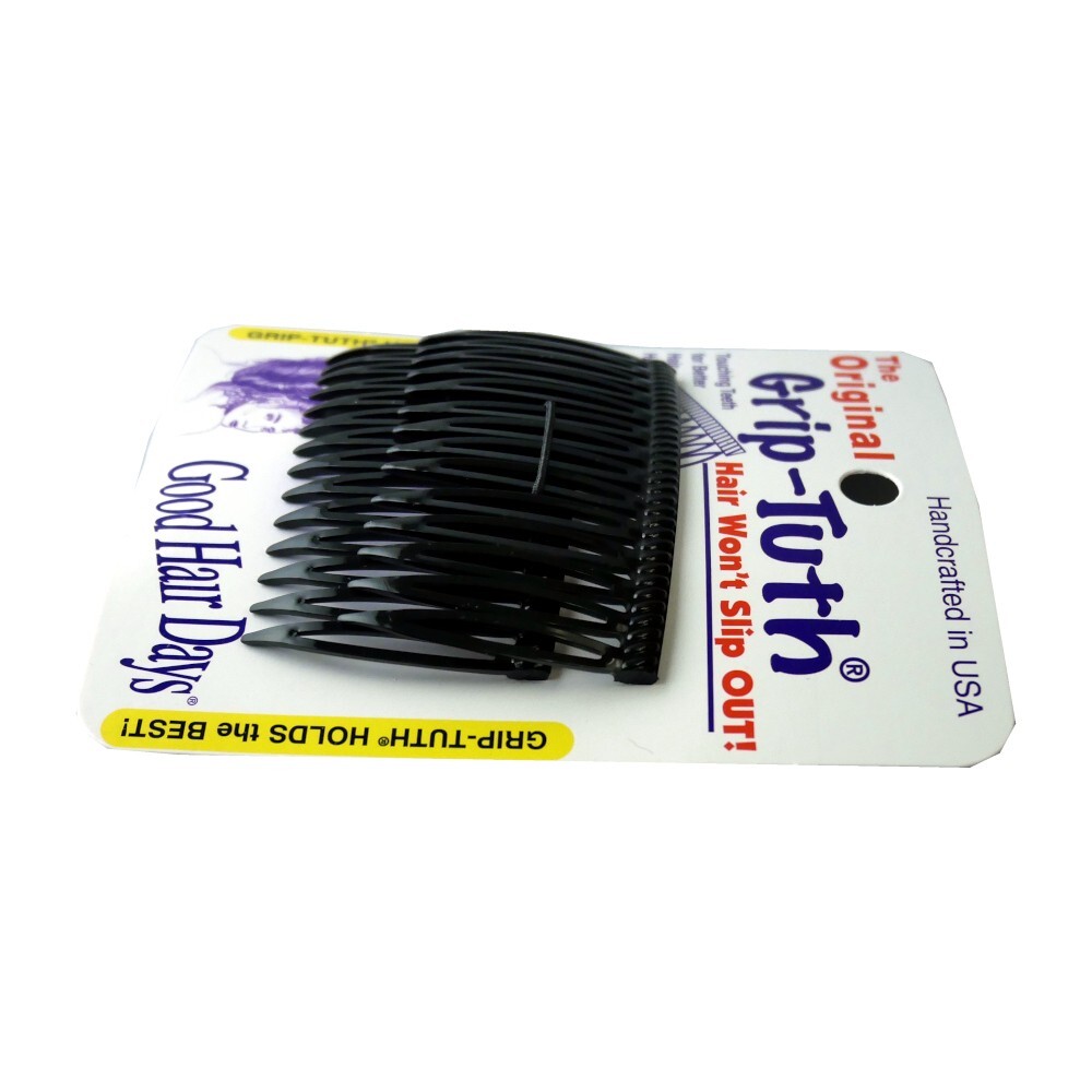 6 Combs x Good Hair Days Grip-Tuth® 1.5″ 1.75″ 2.75″ Black sidecombs Made in USA
