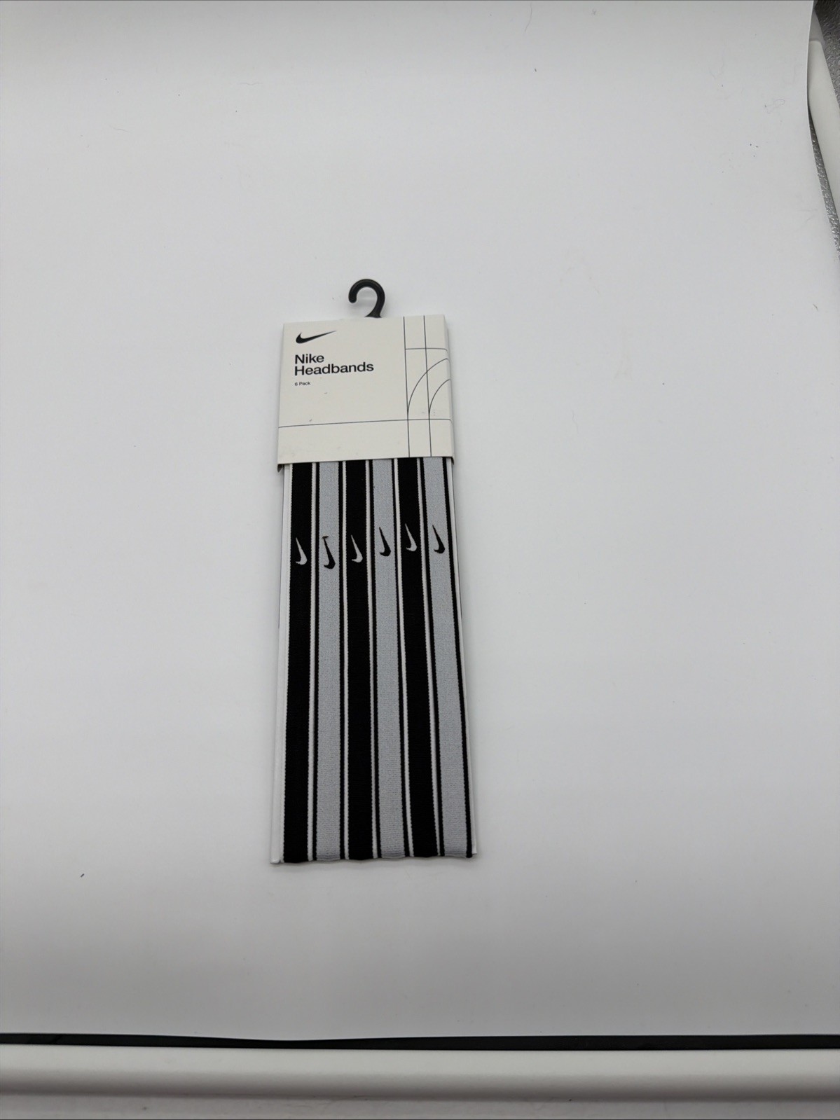 Nike Headband 6 Pack Skinny Non-Slip Swoosh Logo Black White Grey Multipack NWT